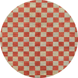 Round Machine Washable Abstract Brown Green Rug, wshabs164