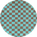 Round Machine Washable Checkered Light Blue Modern Rug, wshabs164lblu