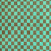 Square Checkered Turquoise Modern Rug, abs164turq