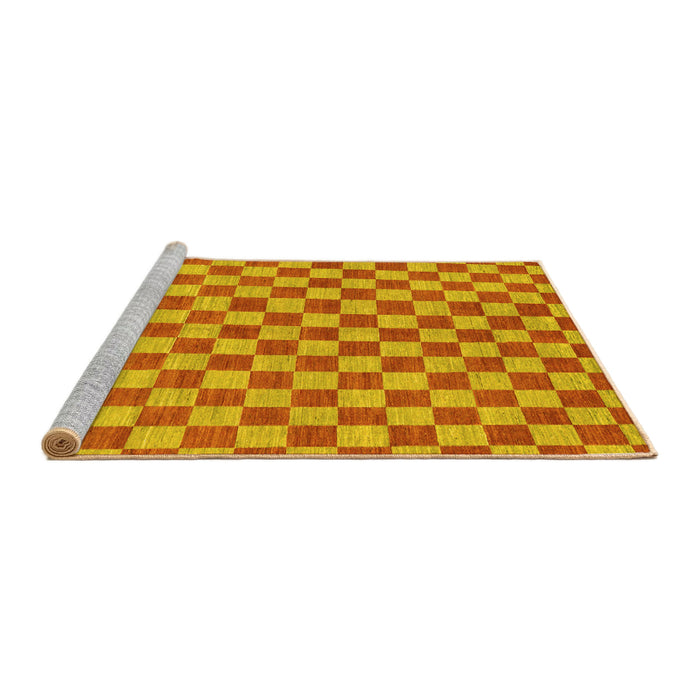 Sideview of Machine Washable Checkered Yellow Modern Rug, wshabs164yw