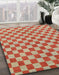 Abstract Brownish Green Checkered Rug in Family Room, abs164