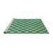 Sideview of Machine Washable Checkered Turquoise Modern Area Rugs, wshabs164turq