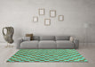 Machine Washable Checkered Turquoise Modern Area Rugs in a Living Room,, wshabs164turq