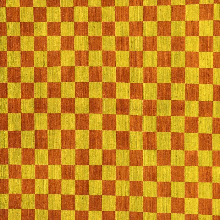 Square Machine Washable Checkered Yellow Modern Rug, wshabs164yw