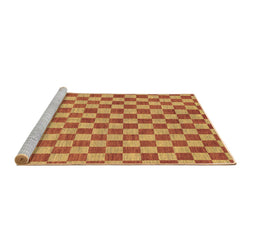 Sideview of Machine Washable Checkered Brown Modern Rug, wshabs164brn