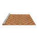 Sideview of Machine Washable Checkered Brown Modern Rug, wshabs164brn