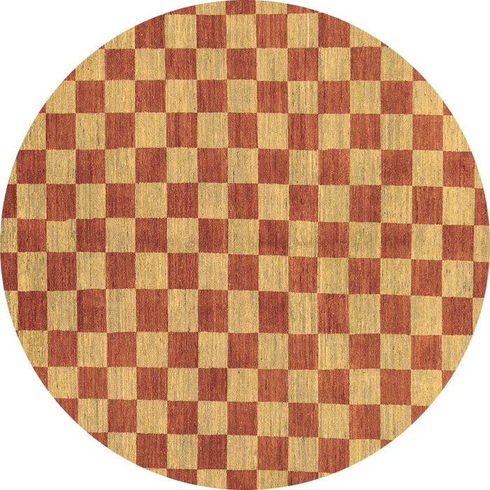 Round Machine Washable Checkered Brown Modern Rug, wshabs164brn