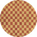 Round Machine Washable Checkered Brown Modern Rug, wshabs164brn