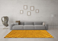 Machine Washable Checkered Yellow Modern Rug, wshabs164yw