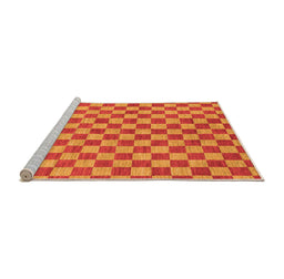 Sideview of Machine Washable Checkered Orange Modern Area Rugs, wshabs164org