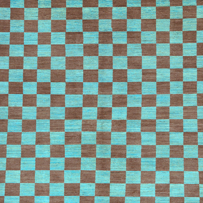 Square Machine Washable Checkered Light Blue Modern Rug, wshabs164lblu