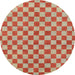 Round Abstract Brownish Green Checkered Rug, abs164