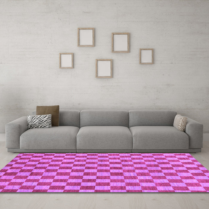 Machine Washable Checkered Purple Modern Area Rugs in a Living Room, wshabs164pur
