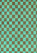 Machine Washable Checkered Turquoise Modern Area Rugs, wshabs164turq