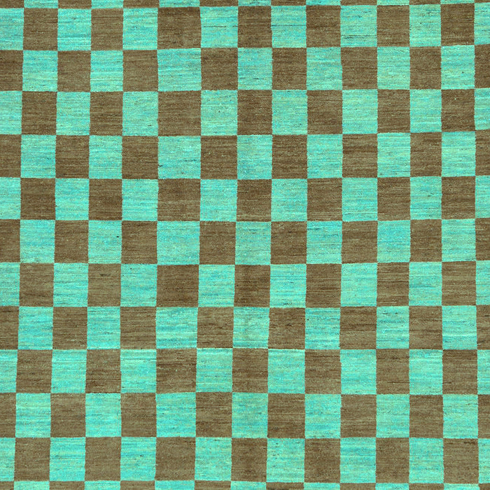 Machine Washable Checkered Turquoise Modern Area Rugs, wshabs164turq