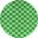 Round Checkered Emerald Green Modern Rug, abs164emgrn