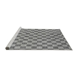 Sideview of Machine Washable Checkered Gray Modern Rug, wshabs164gry