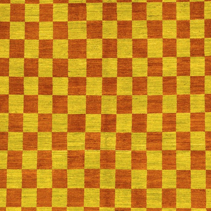 Machine Washable Checkered Yellow Modern Rug, wshabs164yw