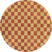 Round Checkered Brown Modern Rug, abs164brn