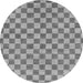 Round Machine Washable Checkered Gray Modern Rug, wshabs164gry