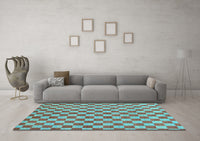 Machine Washable Checkered Light Blue Modern Rug, wshabs164lblu