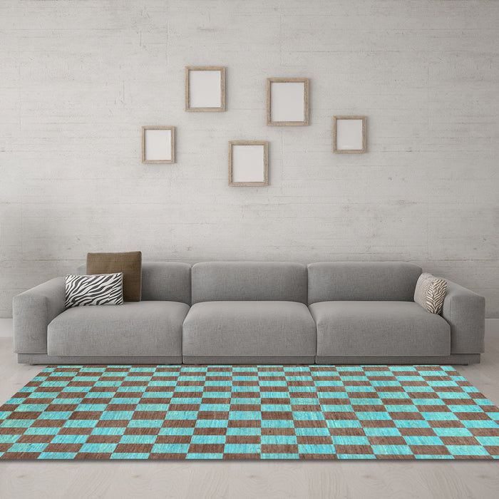 Machine Washable Checkered Light Blue Modern Rug in a Living Room, wshabs164lblu