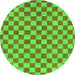 Round Checkered Green Modern Rug, abs164grn