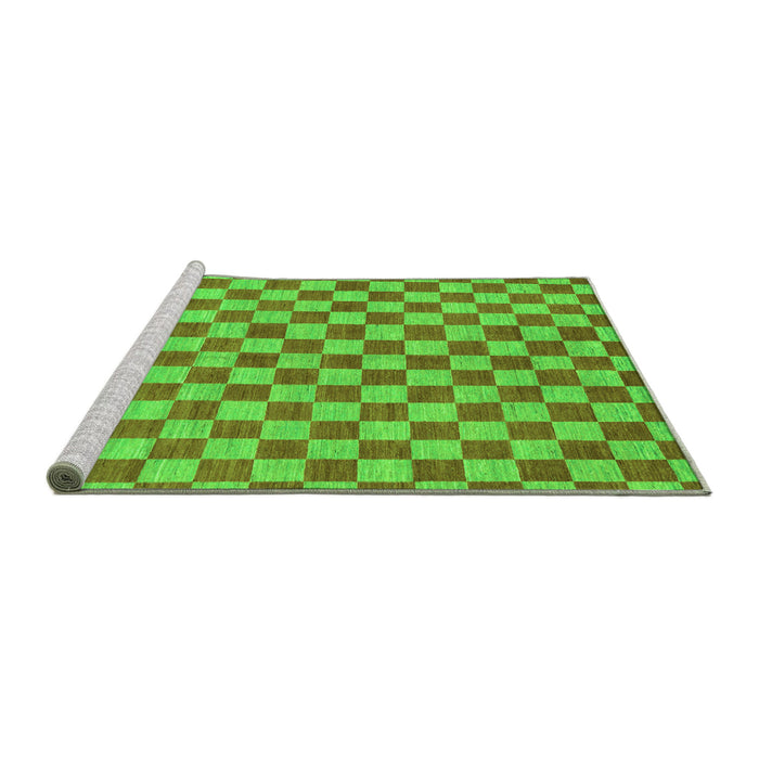 Sideview of Machine Washable Checkered Green Modern Area Rugs, wshabs164grn