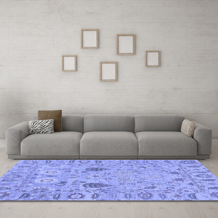 Machine Washable Oriental Blue Traditional Rug in a Living Room, wshabs1650blu