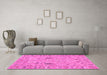 Machine Washable Oriental Pink Traditional Rug in a Living Room, wshabs1650pnk