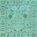 Square Machine Washable Oriental Light Blue Traditional Rug, wshabs1650lblu