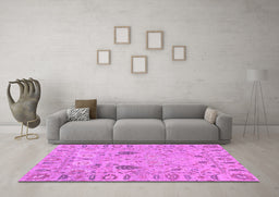 Machine Washable Oriental Purple Traditional Area Rugs in a Living Room, wshabs1650pur