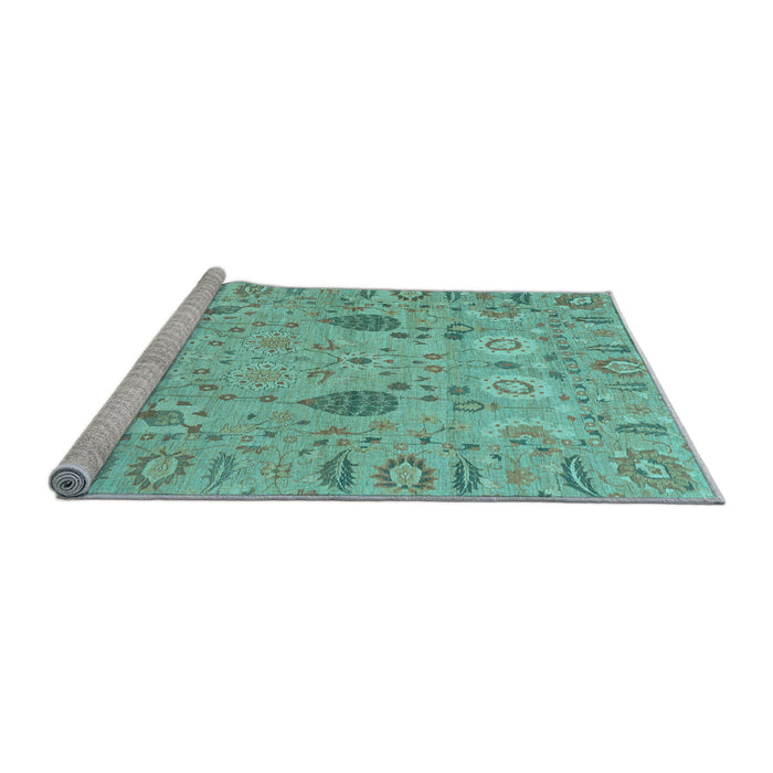 Sideview of Machine Washable Oriental Light Blue Traditional Rug, wshabs1650lblu