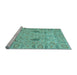 Sideview of Machine Washable Oriental Light Blue Traditional Rug, wshabs1650lblu