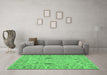 Machine Washable Oriental Emerald Green Traditional Area Rugs in a Living Room,, wshabs1650emgrn
