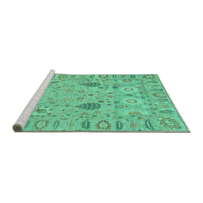 Sideview of Machine Washable Oriental Turquoise Traditional Area Rugs, wshabs1650turq