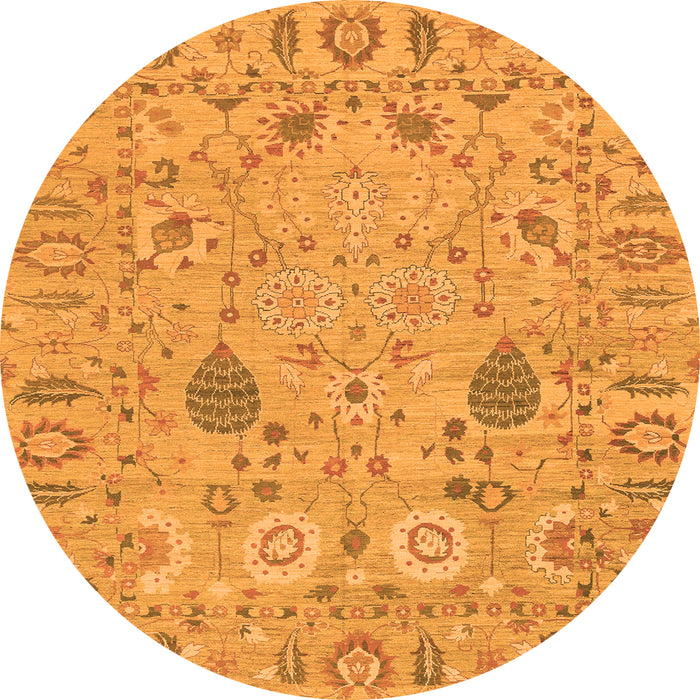 Round Oriental Orange Traditional Rug, abs1650org