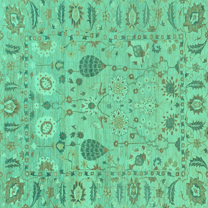 Square Machine Washable Oriental Turquoise Traditional Area Rugs, wshabs1650turq
