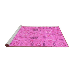 Sideview of Machine Washable Oriental Pink Traditional Rug, wshabs1650pnk