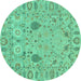 Round Oriental Turquoise Traditional Rug, abs1650turq