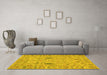 Machine Washable Oriental Yellow Traditional Rug in a Living Room, wshabs1650yw