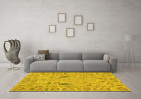 Machine Washable Oriental Yellow Traditional Rug, wshabs1650yw