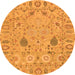 Round Machine Washable Oriental Orange Traditional Area Rugs, wshabs1650org