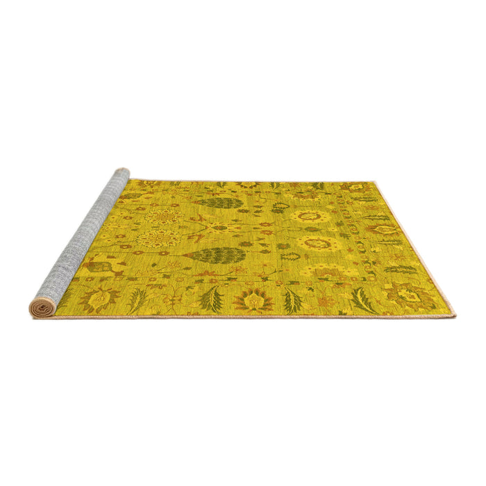 Sideview of Machine Washable Oriental Yellow Traditional Rug, wshabs1650yw