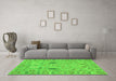 Machine Washable Oriental Green Traditional Area Rugs in a Living Room,, wshabs1650grn