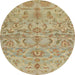 Round Abstract Cinnamon Brown Modern Rug, abs1651