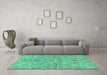 Machine Washable Abstract Turquoise Modern Area Rugs in a Living Room,, wshabs1651turq