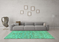 Machine Washable Abstract Turquoise Modern Rug, wshabs1651turq