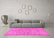 Machine Washable Abstract Pink Modern Rug in a Living Room, wshabs1651pnk