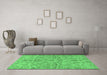 Machine Washable Abstract Emerald Green Modern Area Rugs in a Living Room,, wshabs1651emgrn